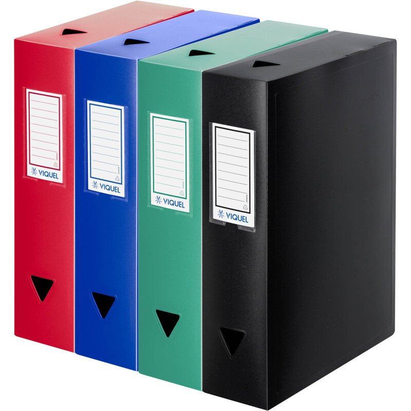 Boîte de classement plastique Viquel dos 8 cm couleur