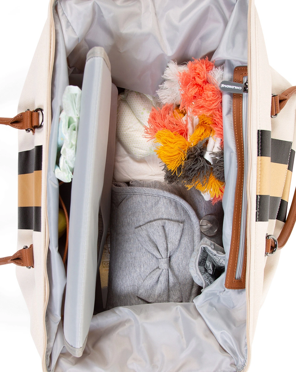 Wickeltasche MOMMY BAG GOLDSTRIPE (55x30x40) in offwhite