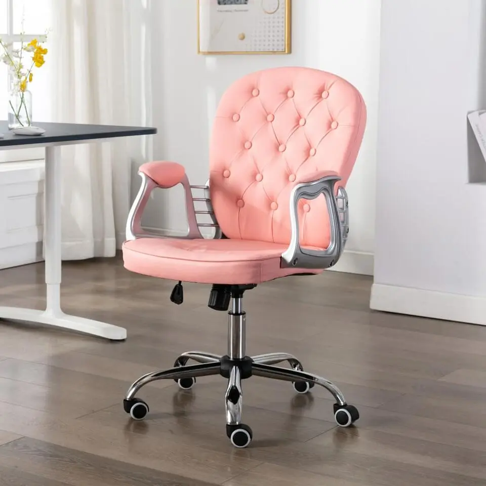 vidaXL - Kantoorstoel - Roze - Kunstleer