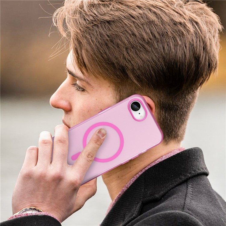 iPhone 16e MagSafe Hybrid Hülle TPU Bumper Slim Design Matt - Pink / Transparent