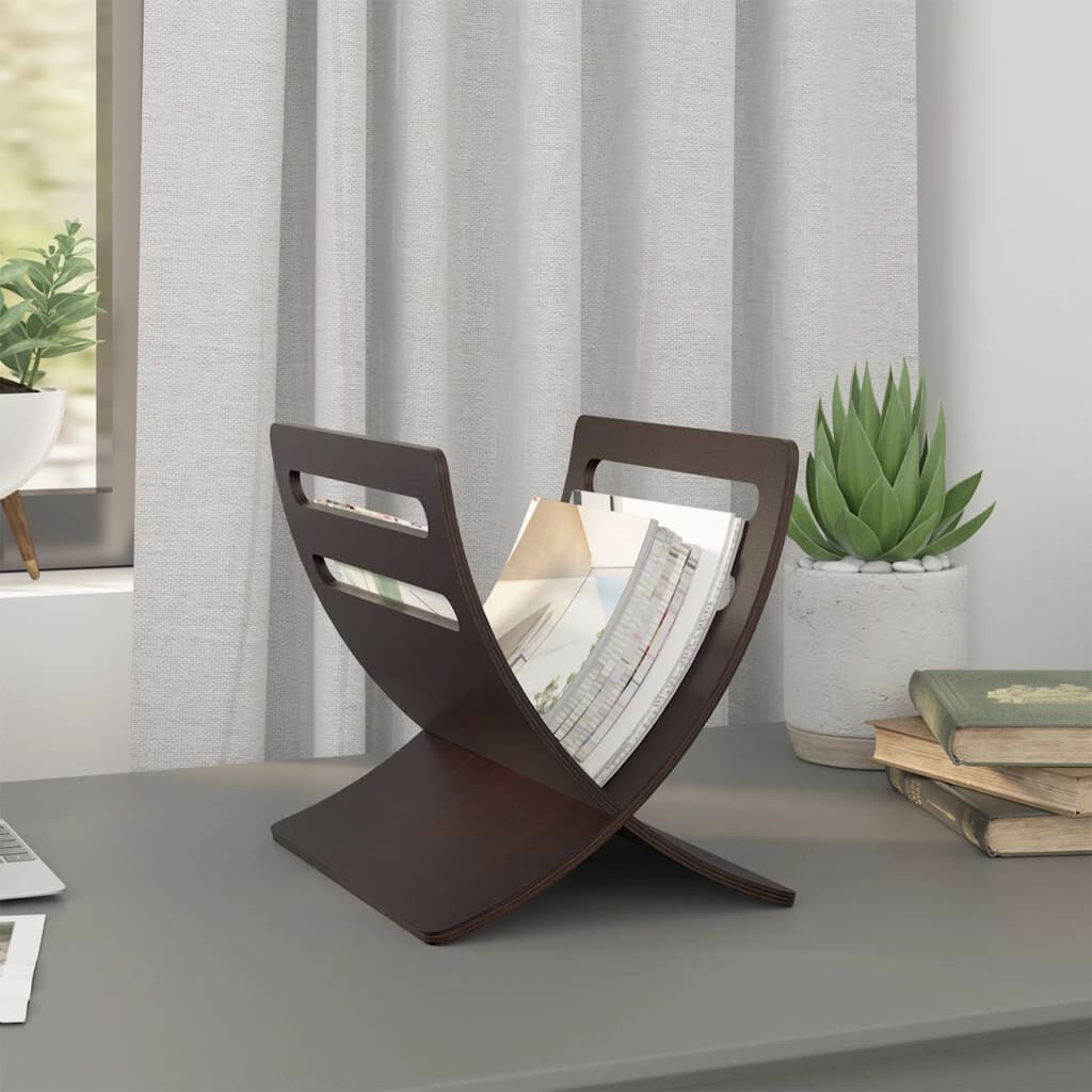 vidaXL Houten krantenrek bruin