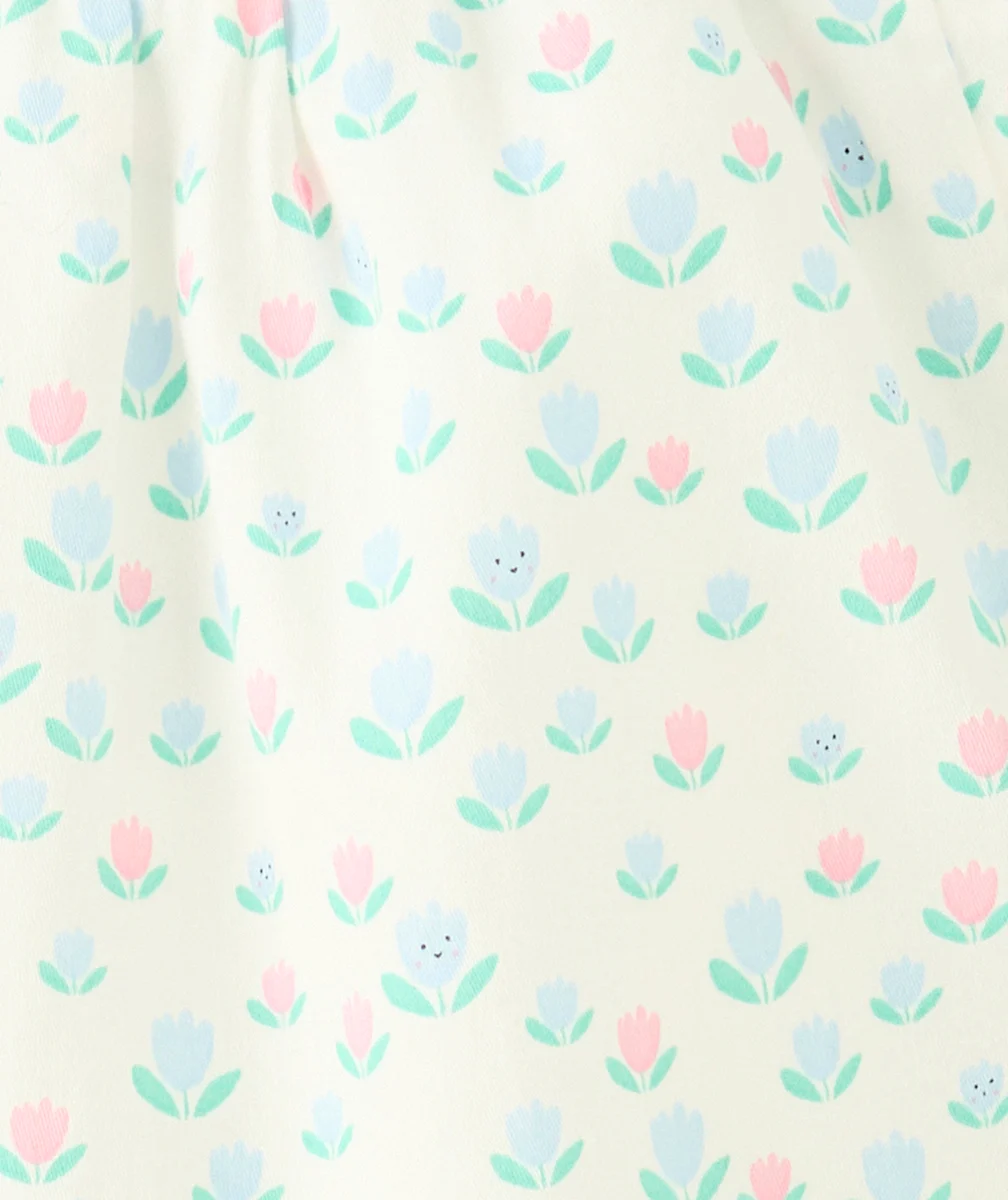 pantalon droit bébé fille blanc imprimé fleurs