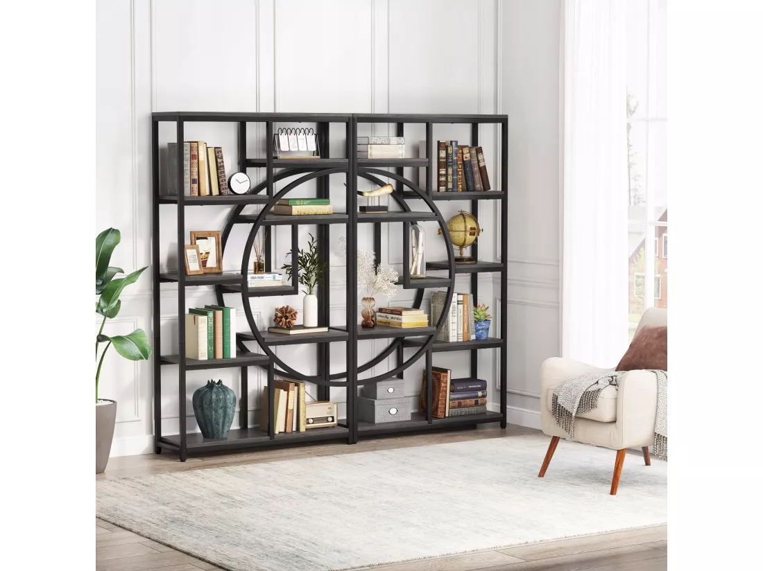 Tribesigns Bibliothèque industrielle à 5 niveaux, autonome, grande étagère de rangement avec 9 étagères de rangement ouvertes pour salon, chambre à coucher