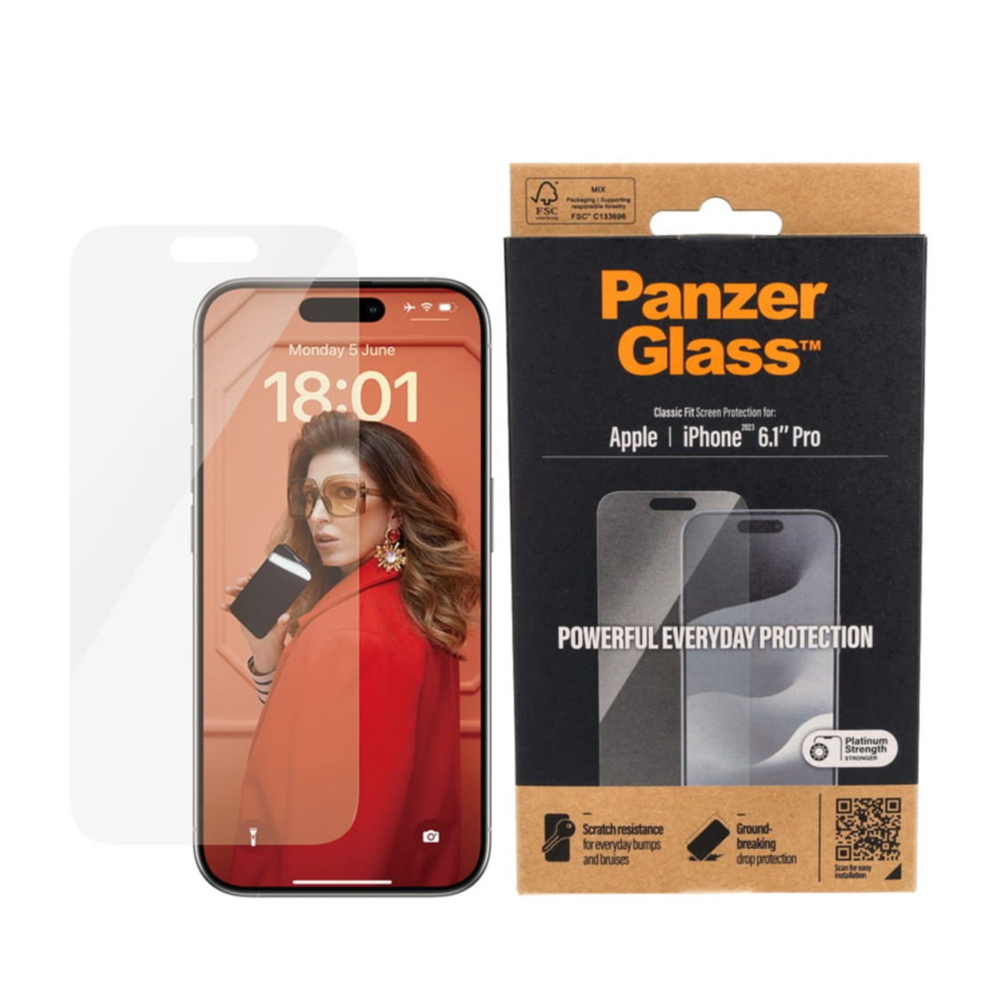 iPhone 15 Pro Antibakterielle Panzer Glas Displayschutz Case Friendly (2806)