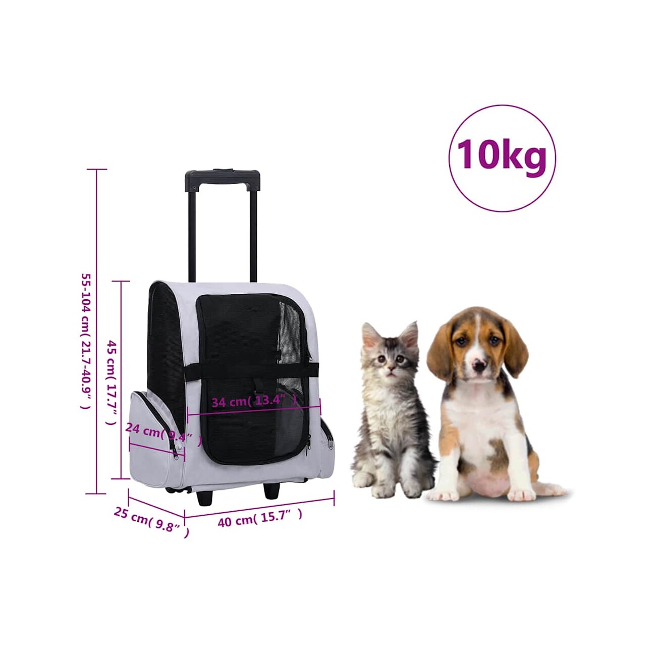 VidaXL Haustier Trolley grau