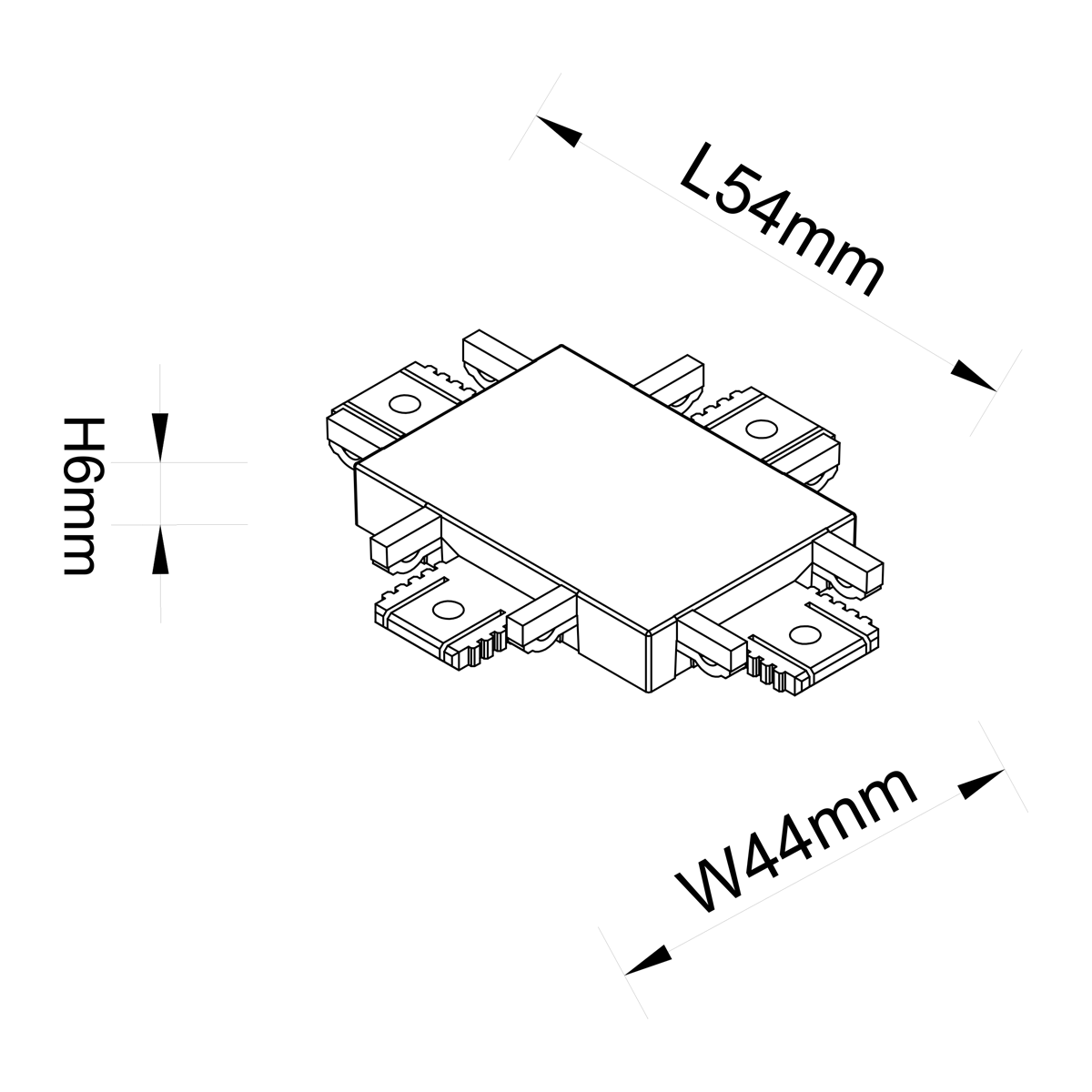 X-Koppelstuk rail zwart 1-fase - Magnetic