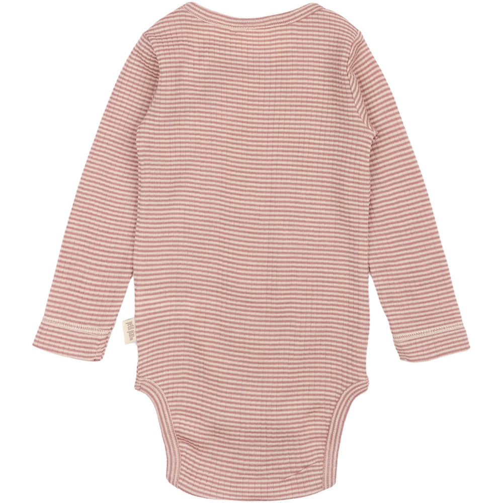 Køb Petit Piao Nostalgic Rose/Dark Off White PPDante Body L/S Merino Uld Striped