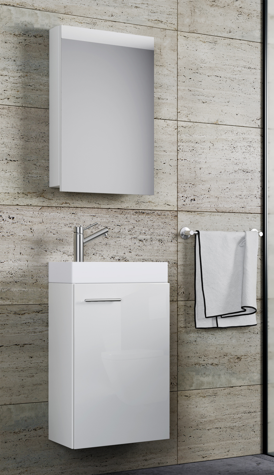 3-teiliges Badmöbel-Set SLITO - weiß - mit Spiegelschrank