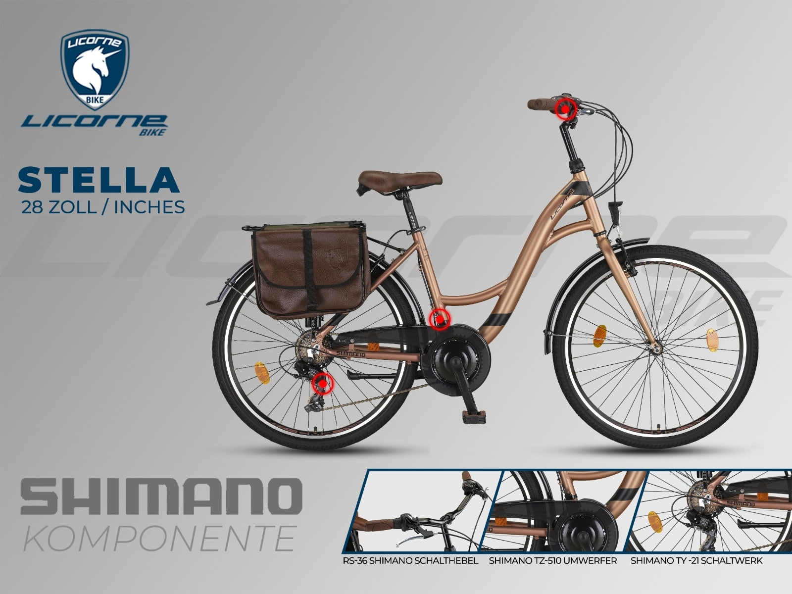Licorne Bike Stella Plus Premium City Bike in Zoll Aluminium Fahrrad für Mädchen, Jungen, Herren und Damen - 21 Gang-Schaltung - Hollandfahrrad