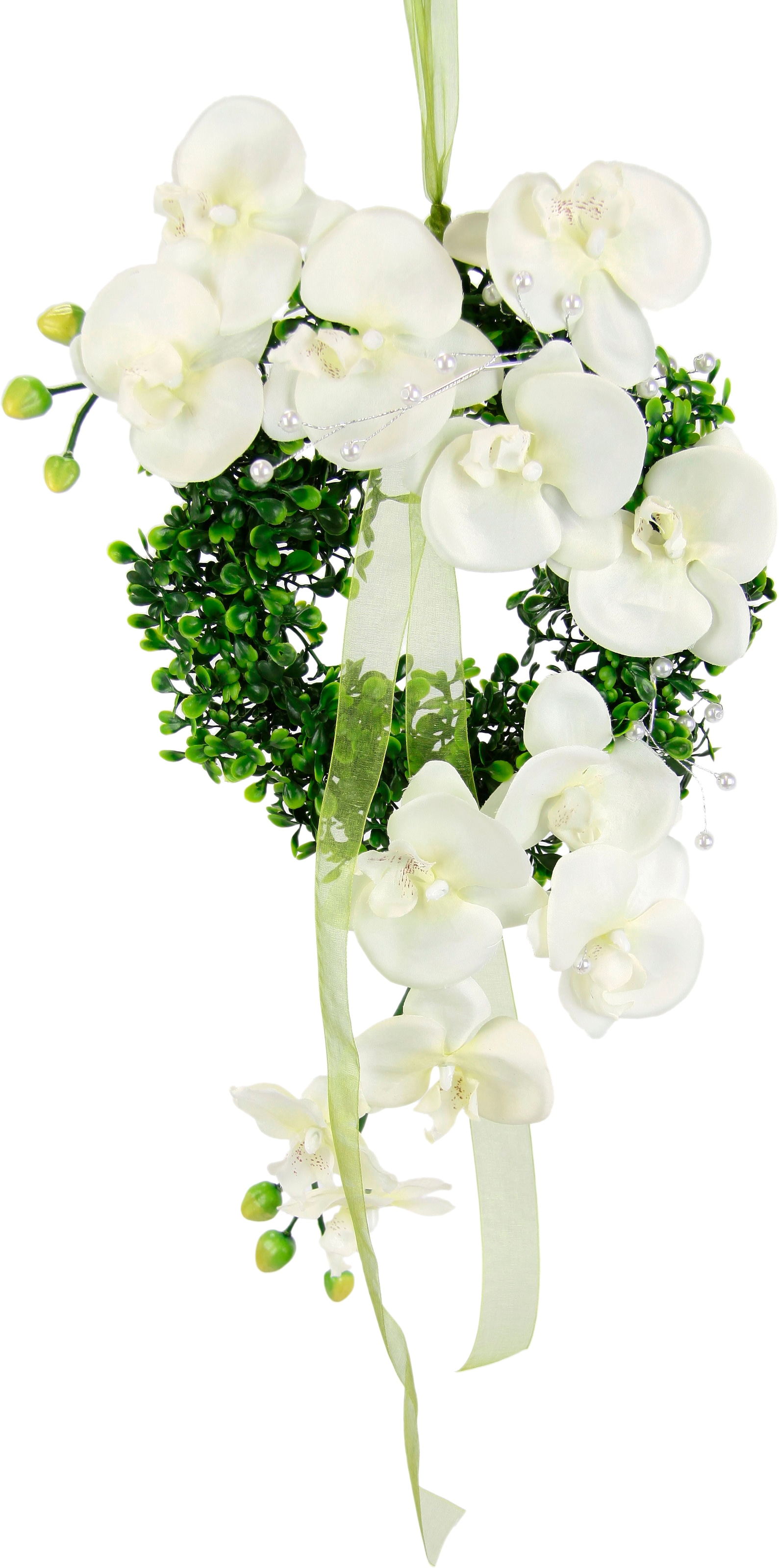 I.GE.A. Kunstkranz »Orchidee« Buchskranz Festliche Dekoration Hochzeitsdeko Wanddeko