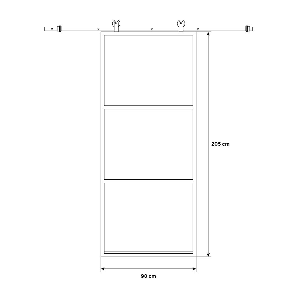Home Deluxe STELLAR schuifdeur - 205 x 90 cm, helder glas
