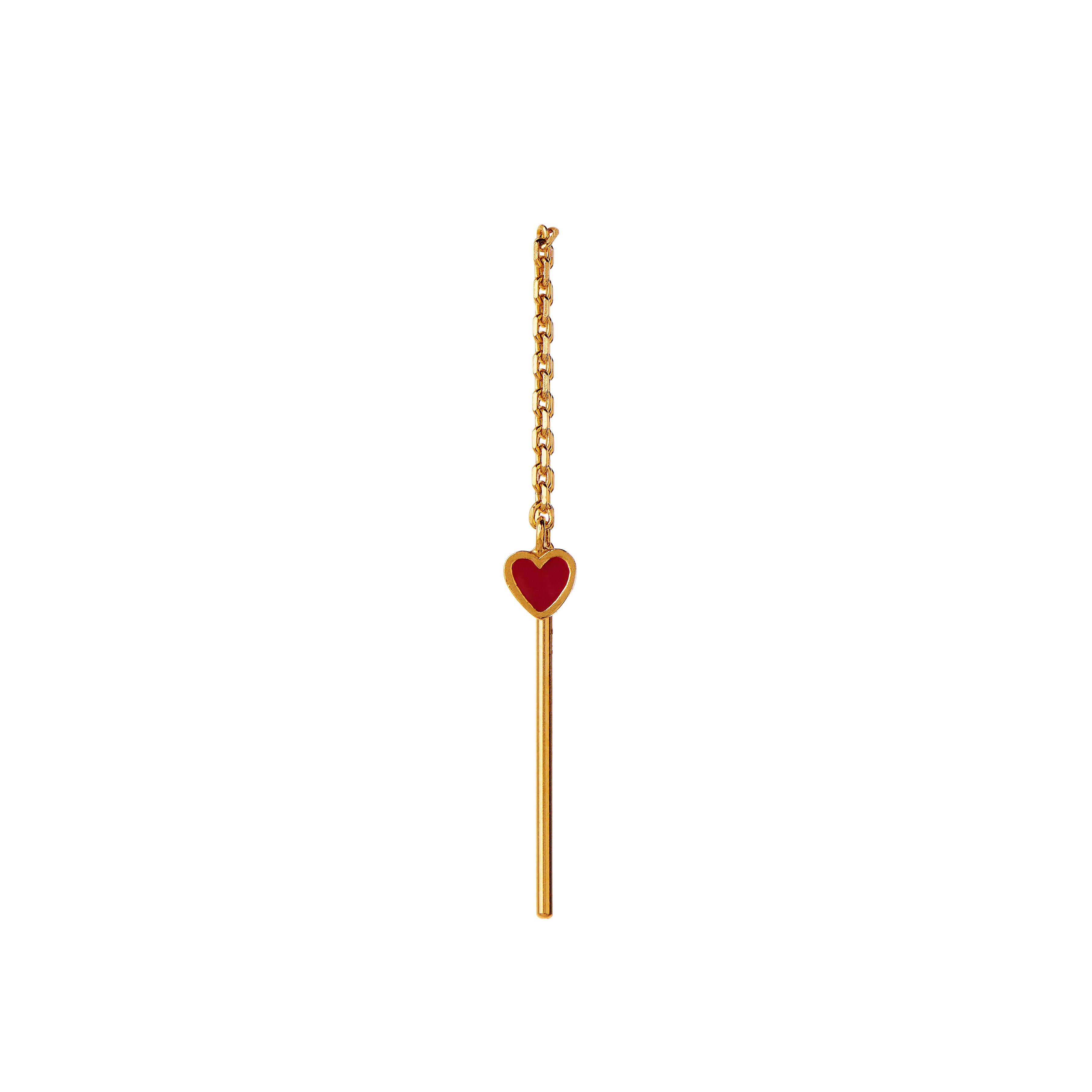 STINE A Jewelry  Dandling Love Heart ørering - burgundy/forgyldt