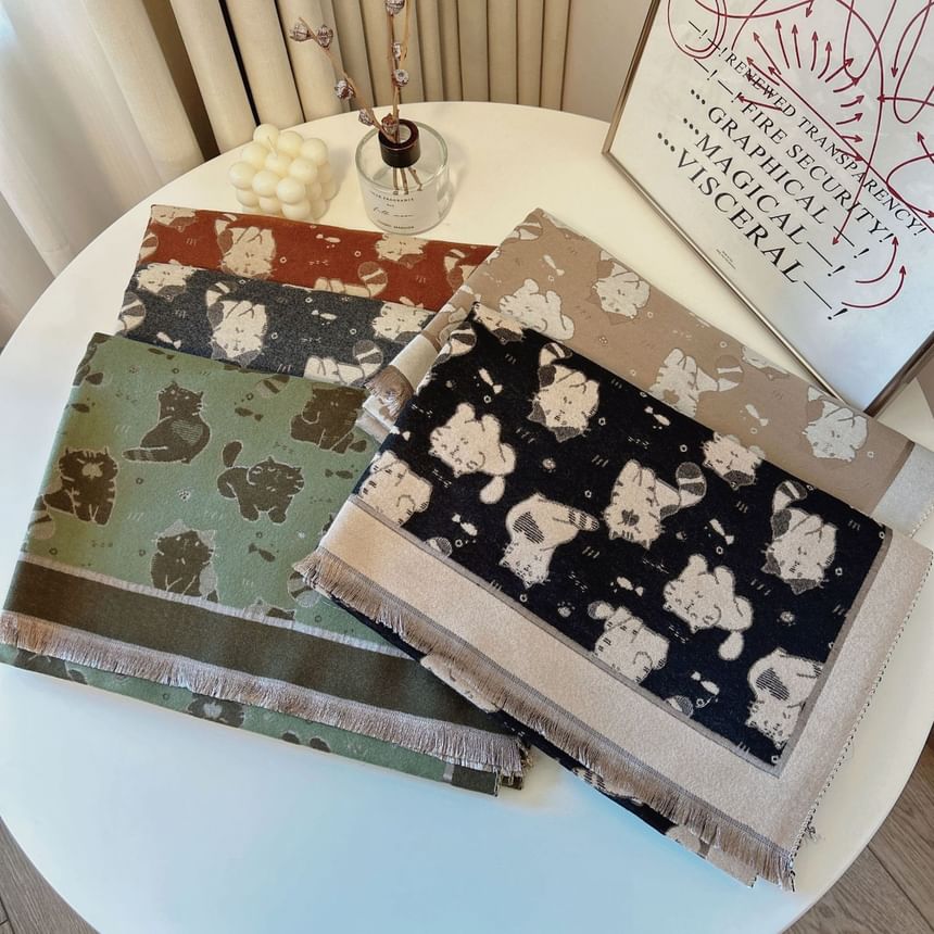 Frior - Sjaal met kattenprint