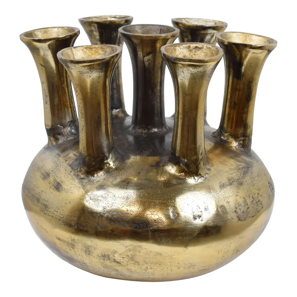LOFT42 Jenna Tulpenvaas XL - 7 Toeters - Antique Goud - Aluminium