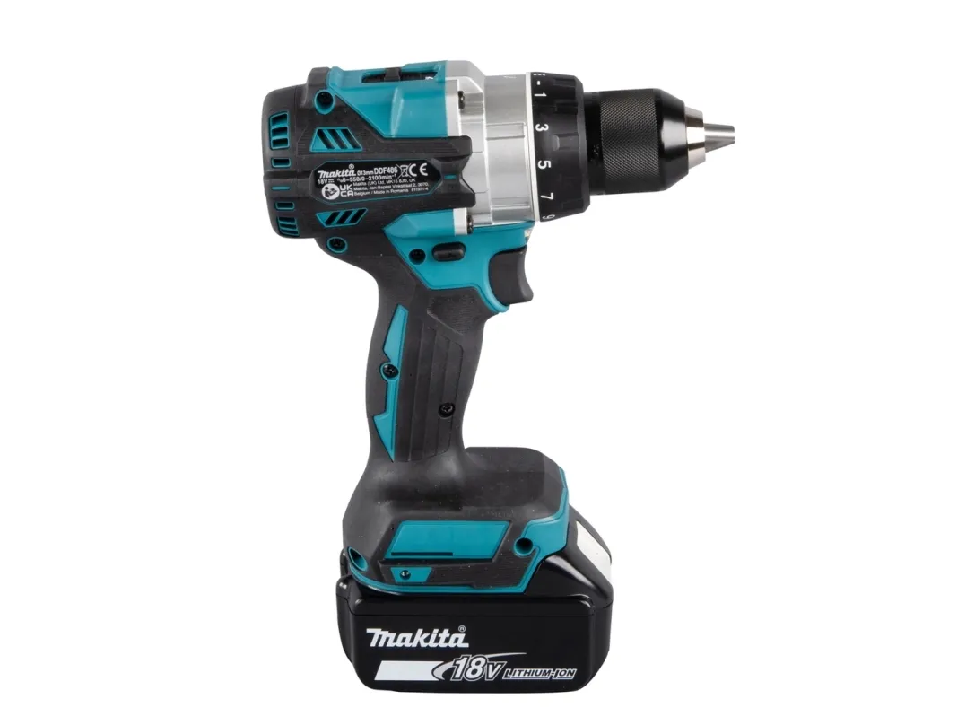 Makita DDF486RTJ - Skruetrækker - ledningfri - 2-hastigheders - nøgleløs borepatron 13 mm - 130 N·m - 2 batterier - 18 V