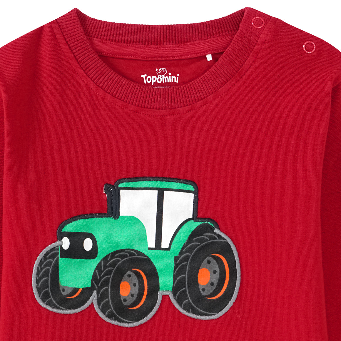 Topomini Baby Langarmshirt mit Traktor-Applikation dunkelrot