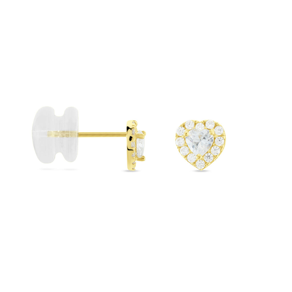 Boucles D'oreilles Puces Or Jaune Festuca Oxydes De Zirconium