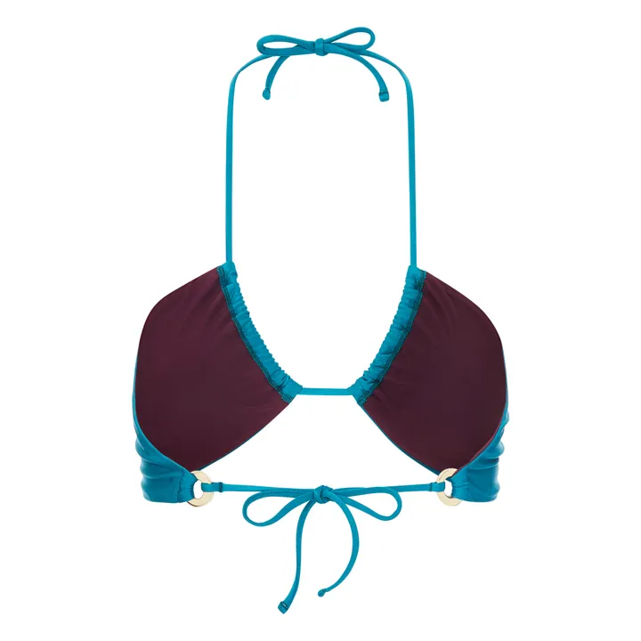Alma Deia Maillot de bain Triangle Inversé Froncé à Nouer | Bleu Vert
