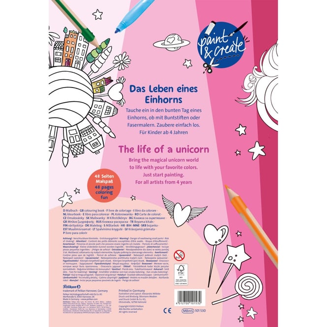 Malbuch - Mein Einhorn - mit über 100 Stickern