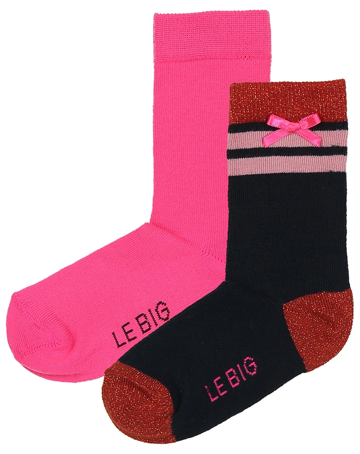 Socken TAMZIN 2er-Pack mit Glitzer in gestreift in dunkelblau/pink