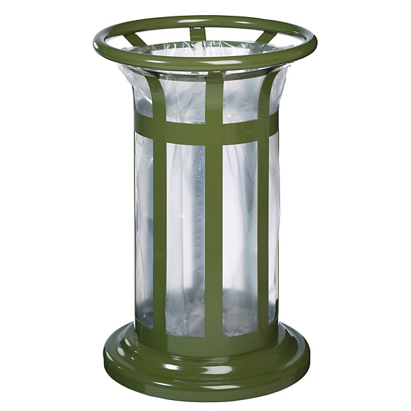 Corbeille vigipirate en acier vert olive Rossignol pour support sac poubelle 60 L