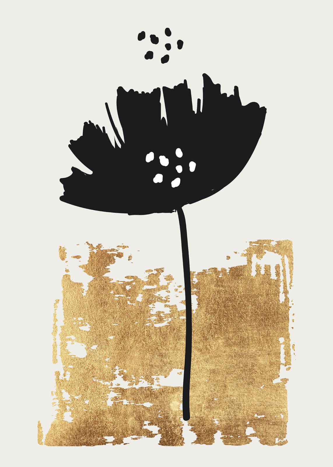 Leinwandbild SCHWARZE BLUME - schwarz-gold - 50x70 cm