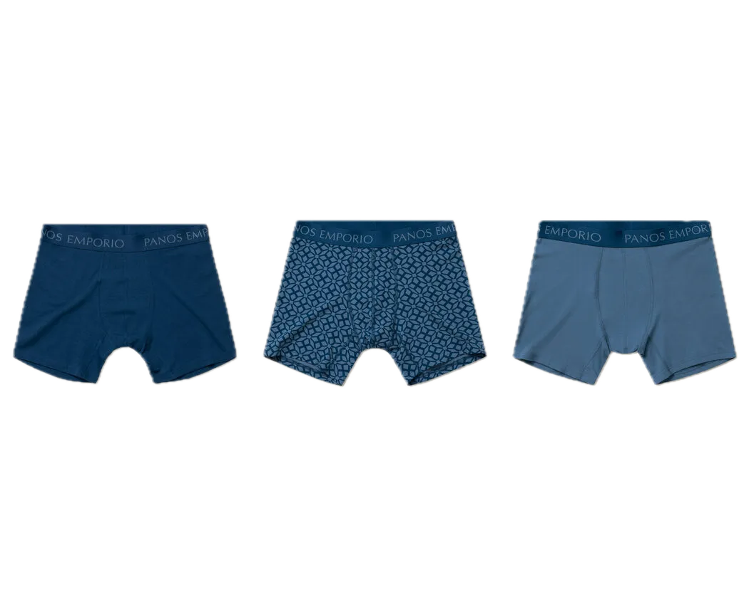 Panos Emporio PE 3PK BASE BAMBOO BOXER Poseidon/poseidon Bluestone/bluestone