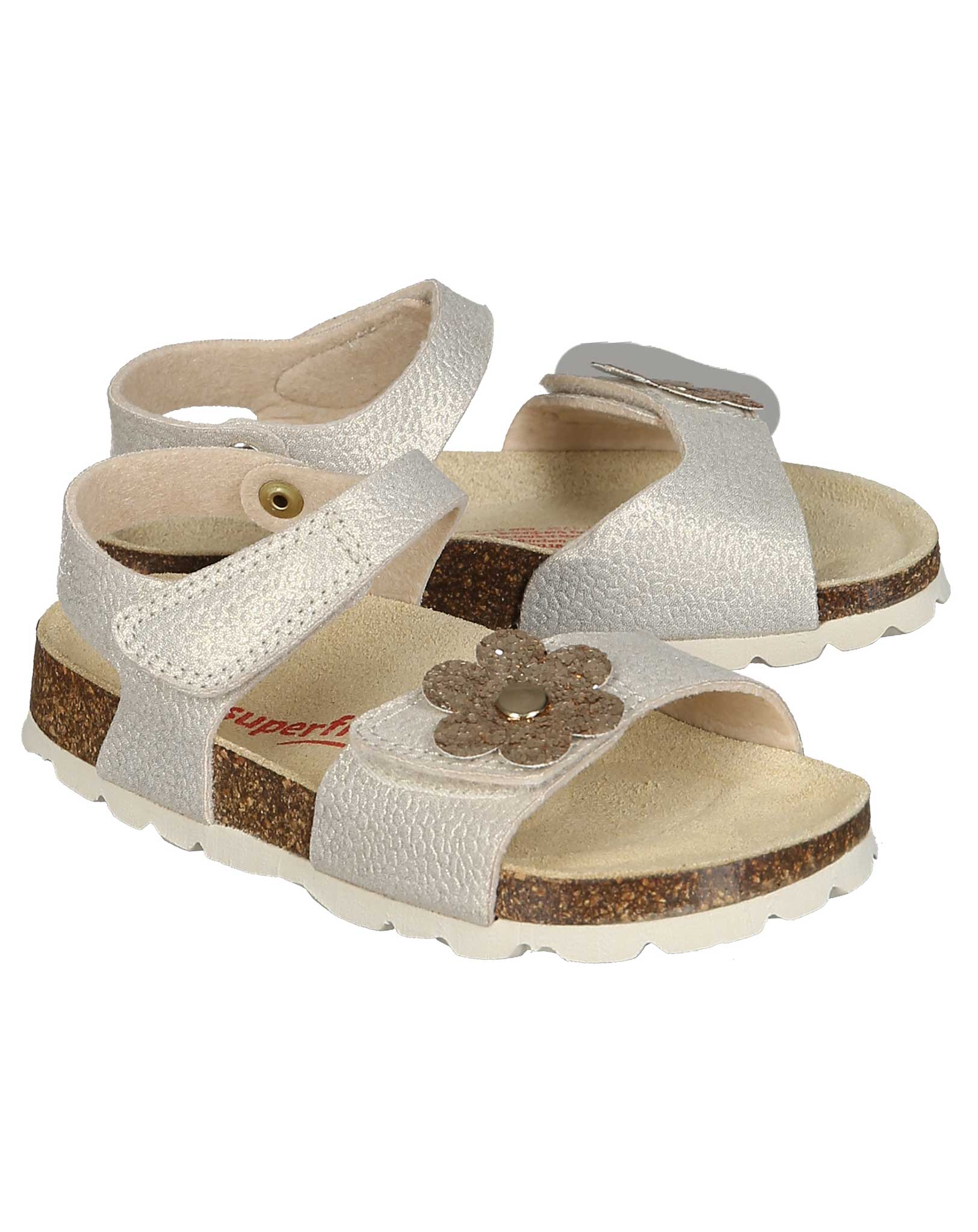 Klett-Sandalen GLITZERBLUME in gold