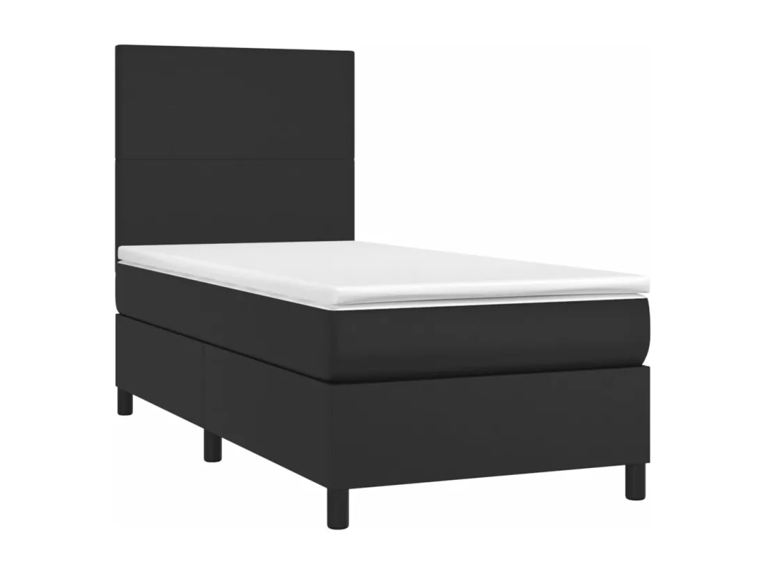 Sommier tapissier avec matelas et LED Noir 90x190 cm Similicuir
