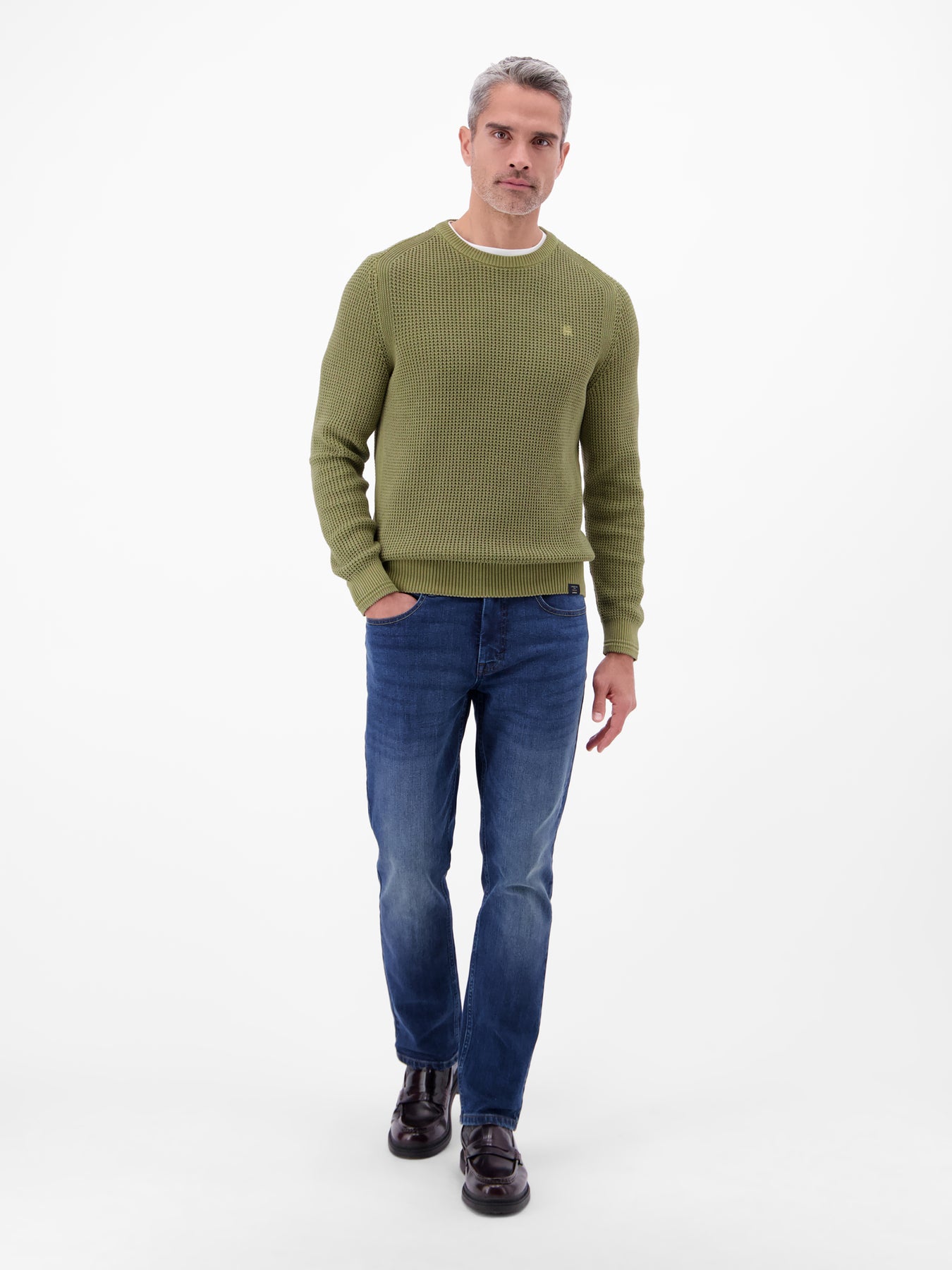 Herren Crewneck-Stricker in Strukturqualität