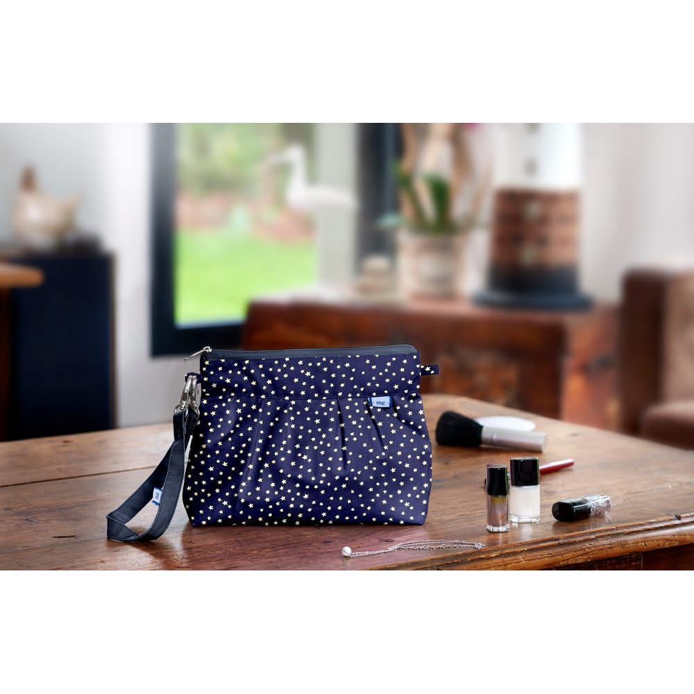 Pochette Plissée Etoile Or Marine