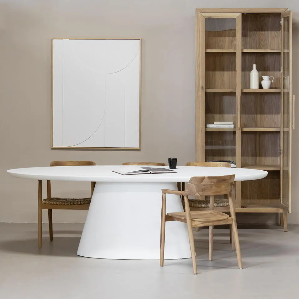 Eettafel Ovaal 160cm - Wit Eco Composiet - Acryl Coating - Cleo