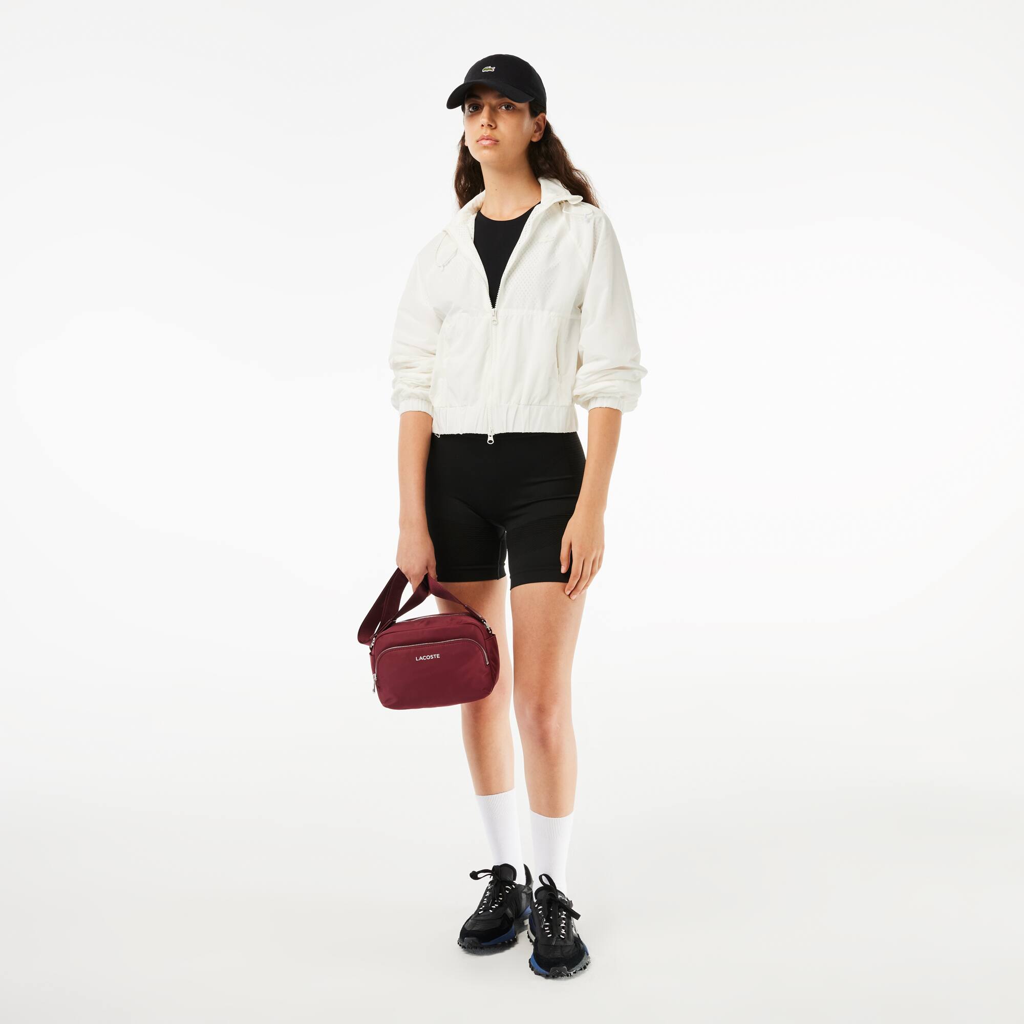 Veste courte Sportsuit zippée en nylon à capuche Manteaux & Vestes - Blanc - Lacoste - Femme