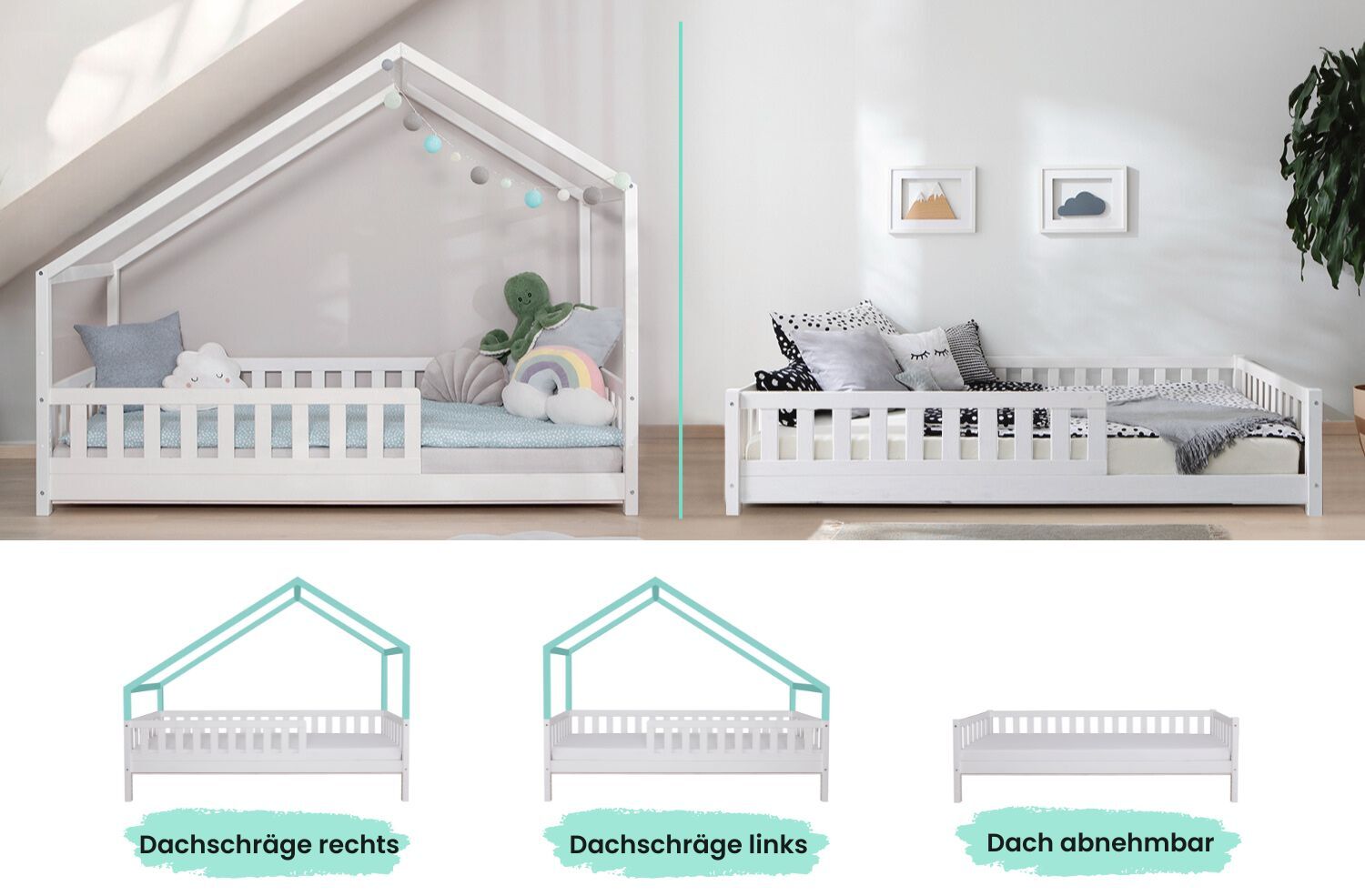 TiCAA TiCAA Hausbett Bodenbett wandelbar mit asymmetrischem 