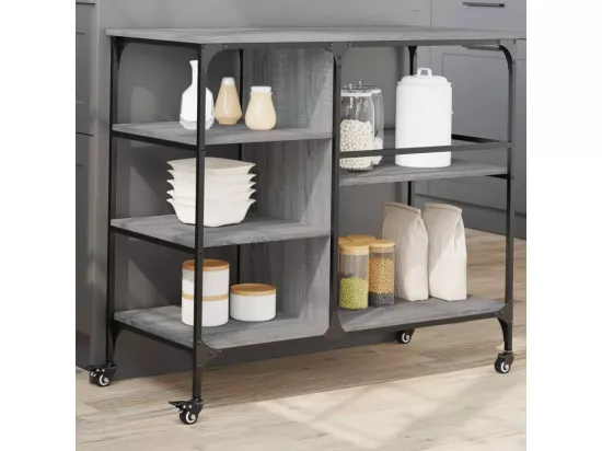 Chariot de cuisine sonoma gris 100x45x89,5 cm bois d'ingénierie