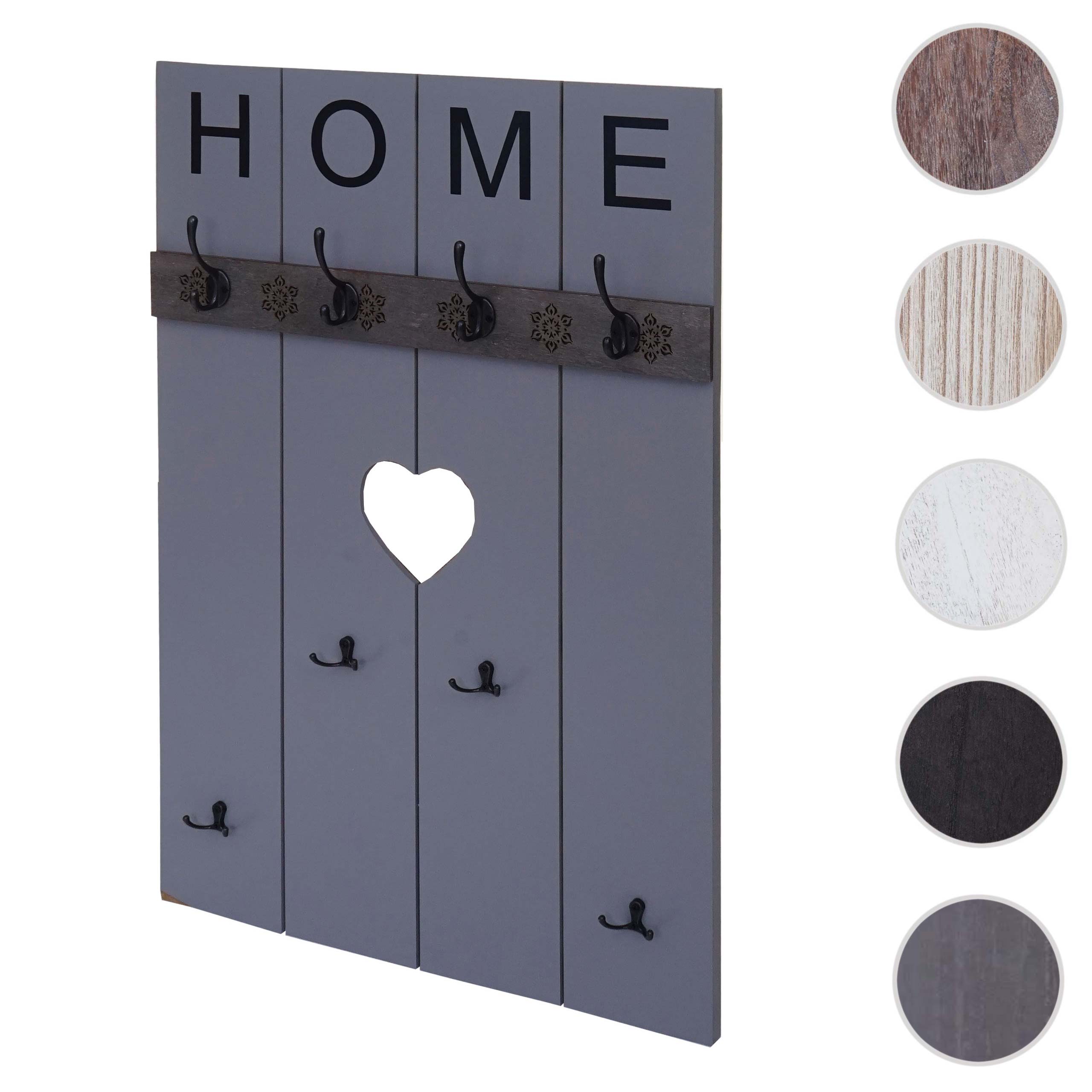 Wandgarderobe MCW-C89 Home, Garderobenpaneel Garderobe, Shabby-Look Vintage, 8 Haken 91x60cm ~ grau-blau