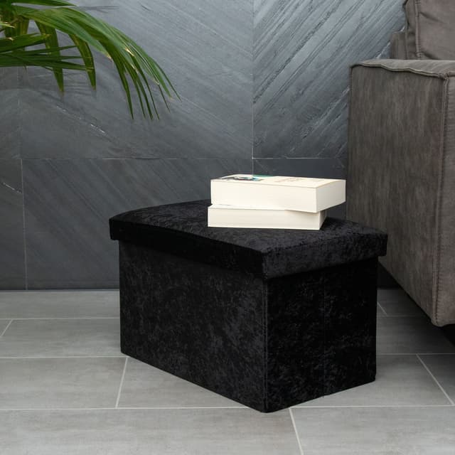 Foldbar Skammel Bænk 49x30x30cm Taburet (sort)