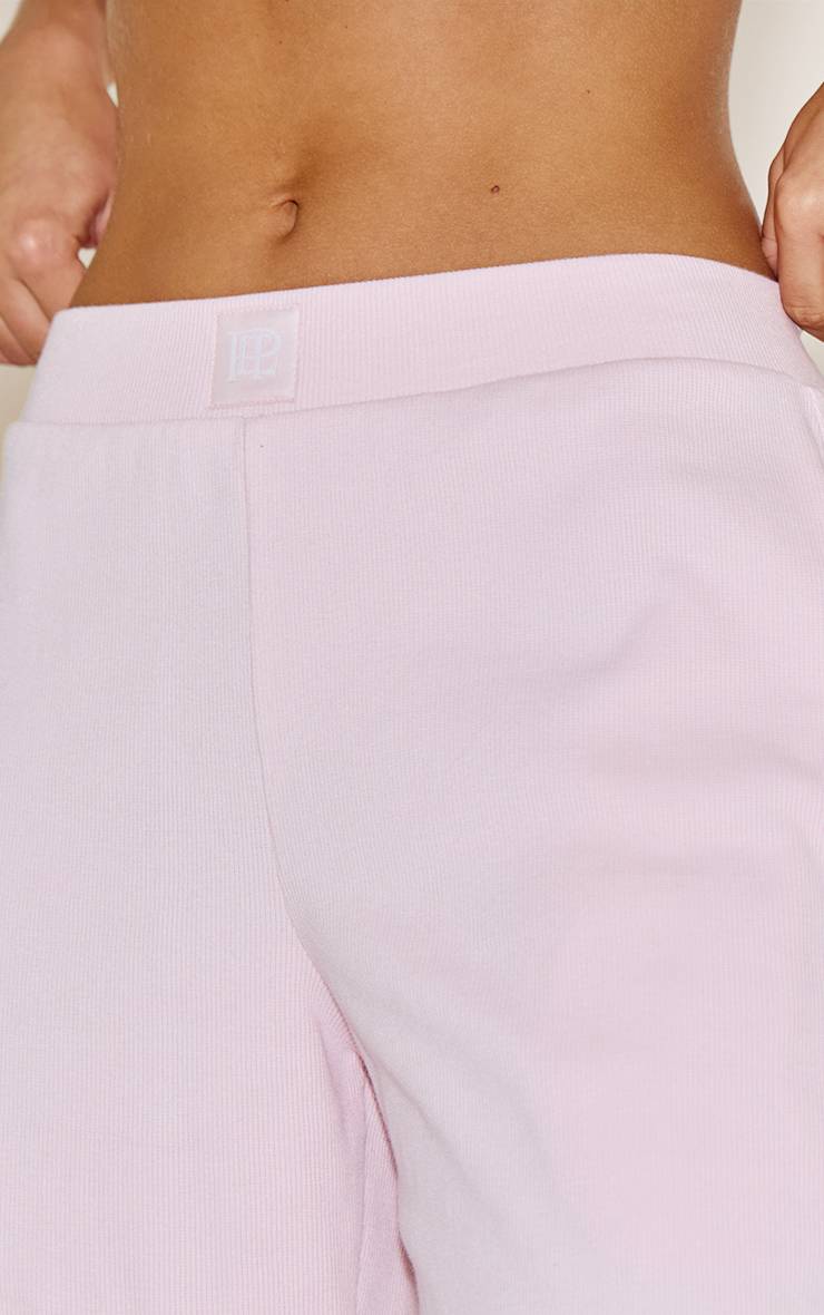 Rose Prettylittlething Pantalon De Nuit Côtelé Large À Élastique Tonal