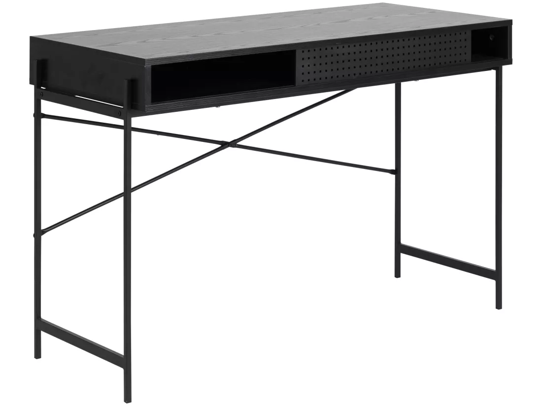 Bureau contemporain avec rangement et pieds métal - MAEL