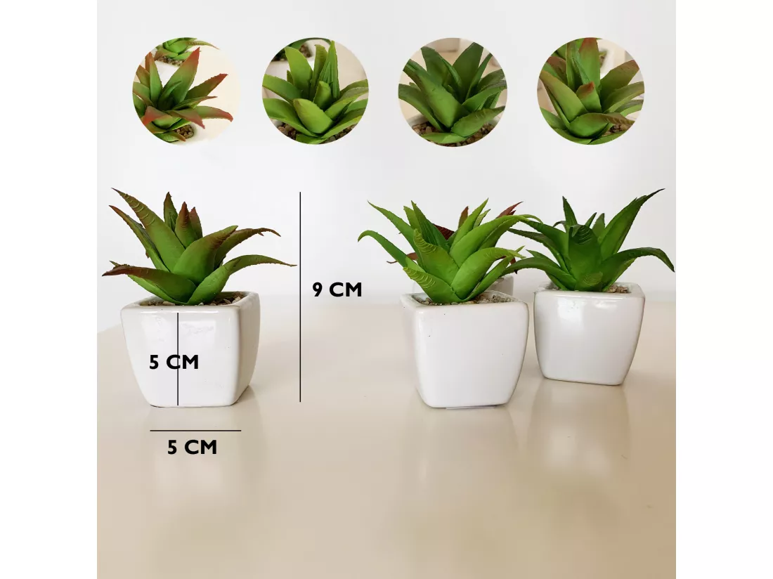 Wellhome lot de 12 cactus cereus artificiels pot en céramique, 9 x 5 x 5 cm