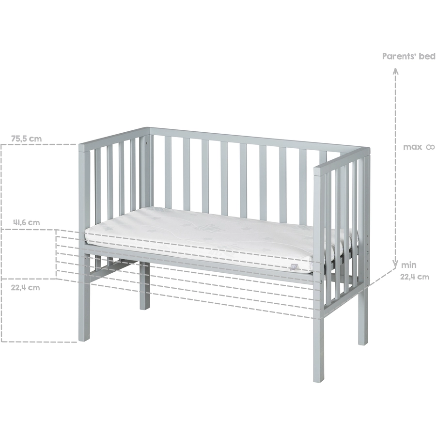 roba Beistellbett safe asleep® 2 in 1 taupe + Matratze