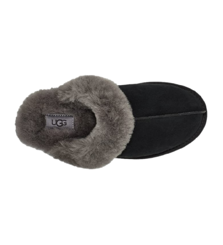 Pantufas UGG Scuffette II de couro para uso doméstico, cinza e preto.