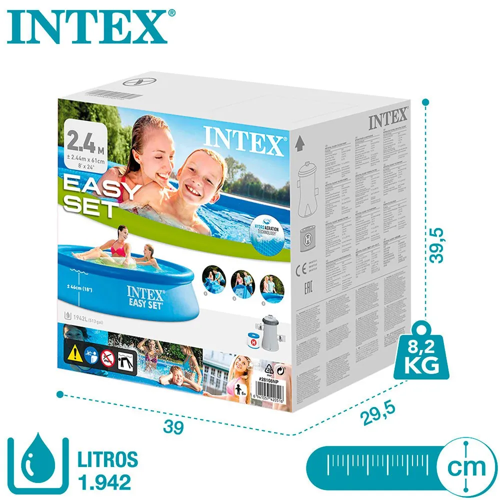 Intex Einfaches Set mit Filterkartuschenpumpe Pool 244x61 cm