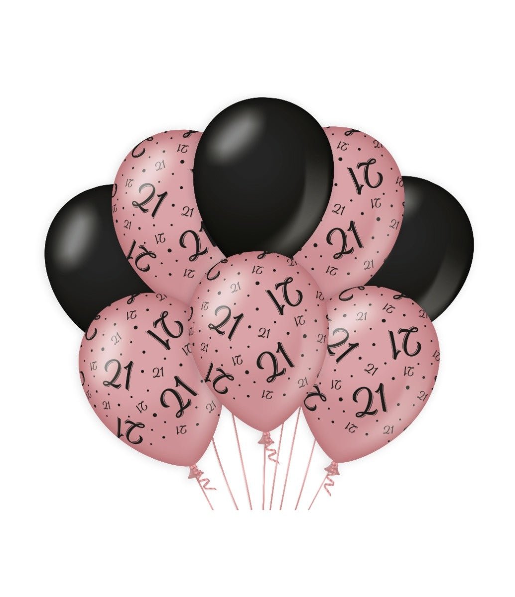 Ballonnen 21 Jaar Rose Zwart 30cm 8st