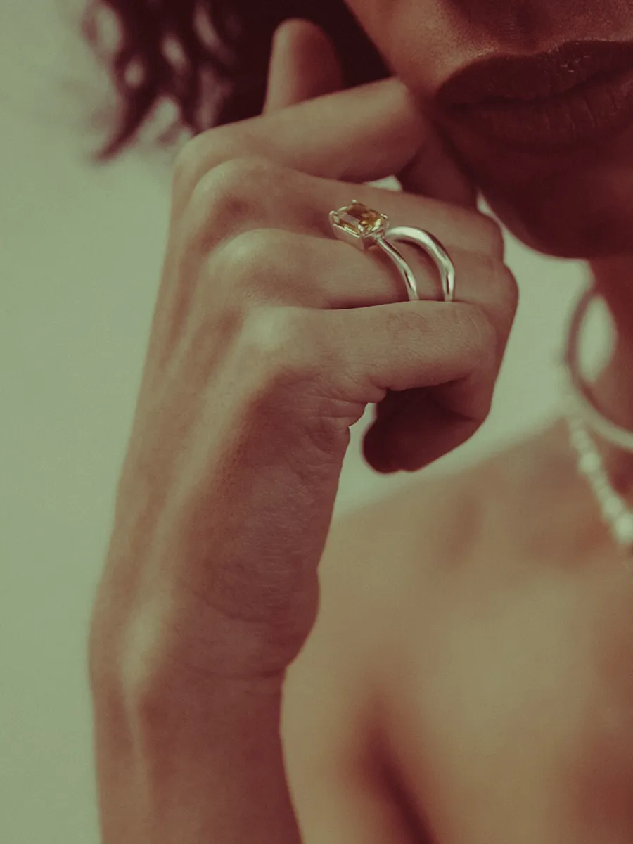 Bague ouverte en argent Gem Citrine FARIS