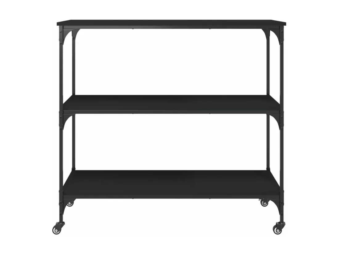 Chariot de cuisine noir 102x50x95 cm bois d'ingénierie