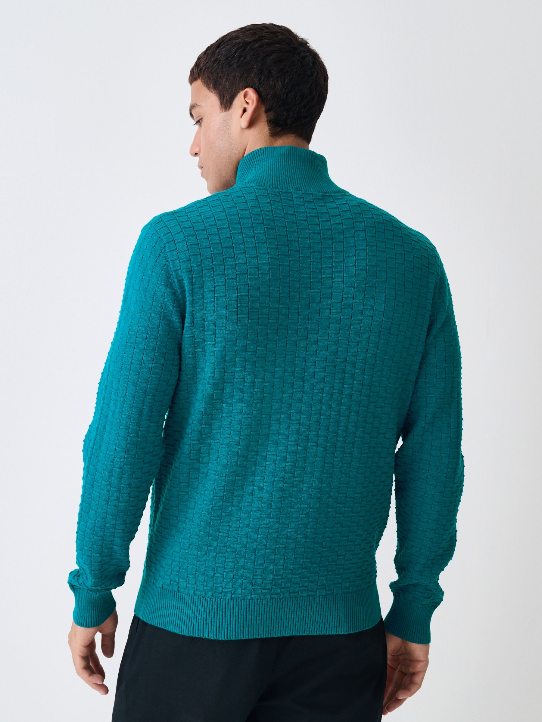 Blauwgroen - Regular Fit Premium Kwart Rits Hals Trui