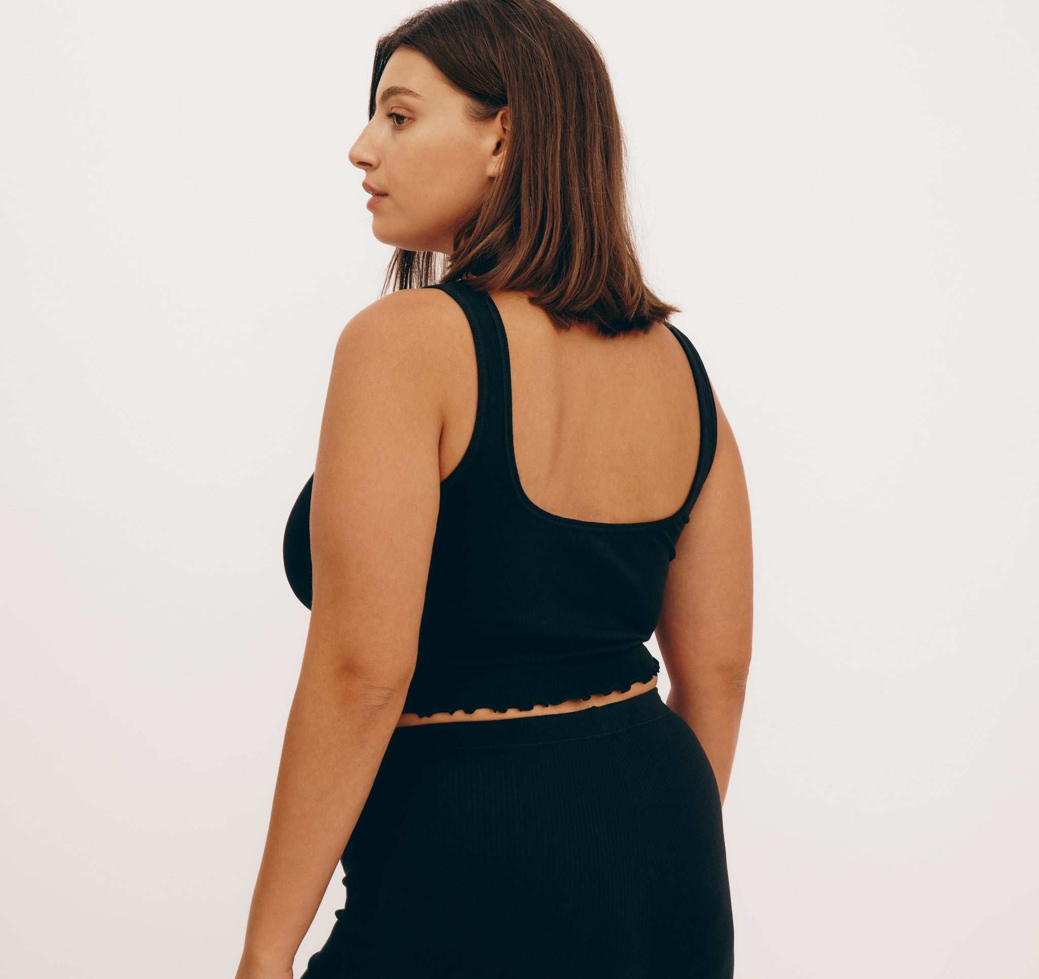 ORGANIC COTTON<br>Core Bold Rib Ruched Tank Top