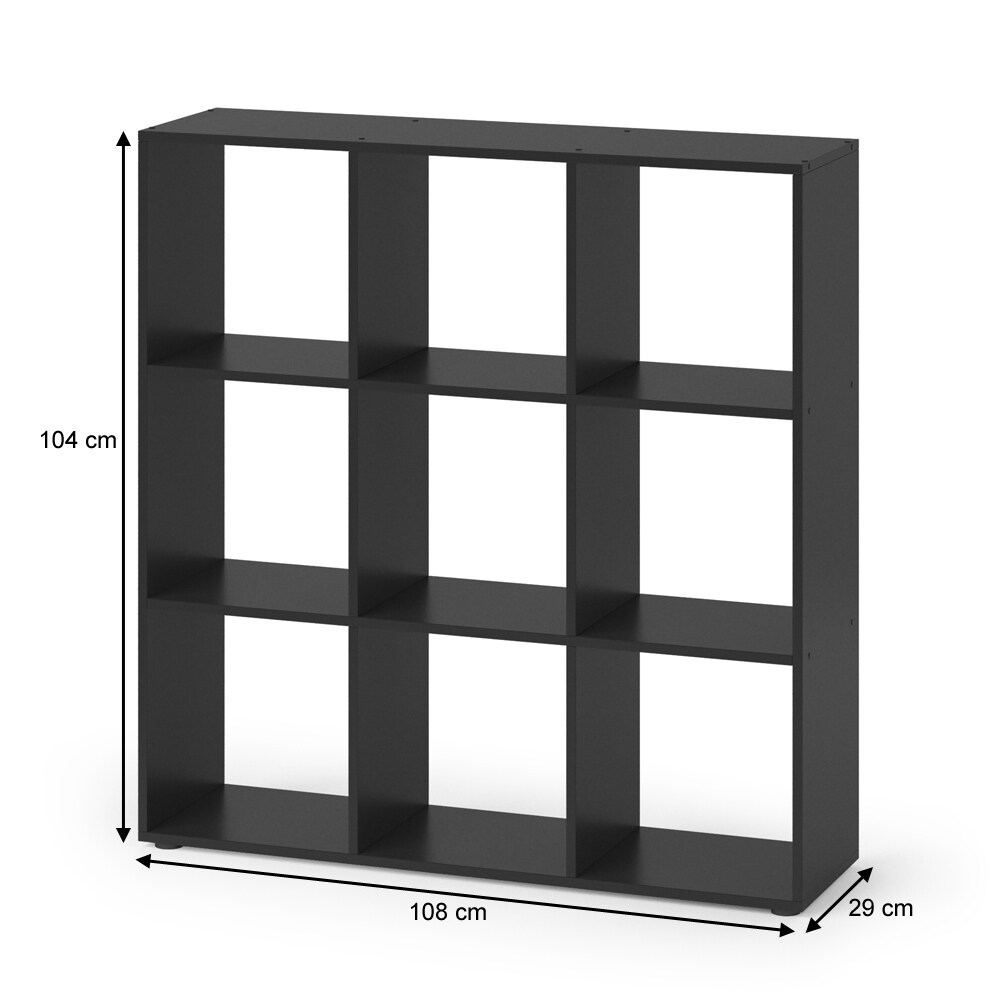 VICCO Raumteiler NOVE 9 Fächer Schwarz - Würfelregal Raumtrenner Standregal