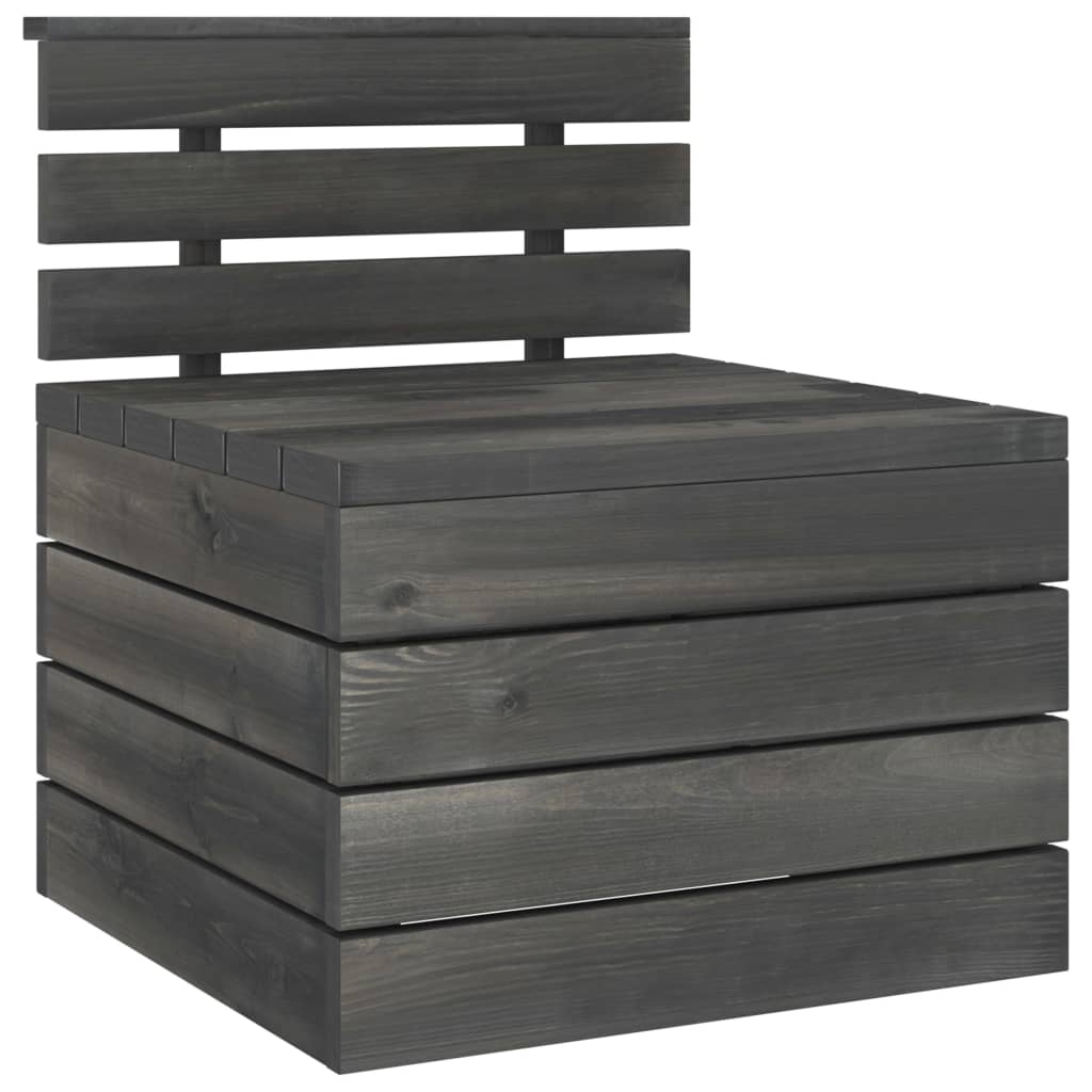 Salon de jardin palette meuble d'extérieur ensemble de mobilier 12 pièces bois de pin massif gris foncé